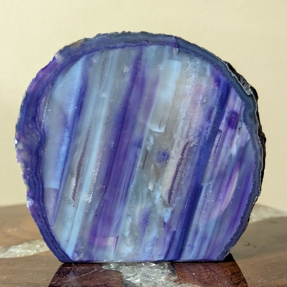 Brazilian Agate Geode Sections Set of 5 Purple Dyed - Picture 5 of 16